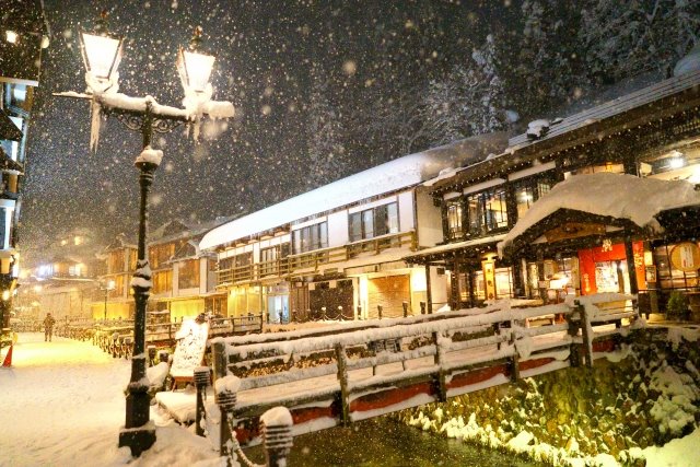 Ginzan Onsen in the Snow